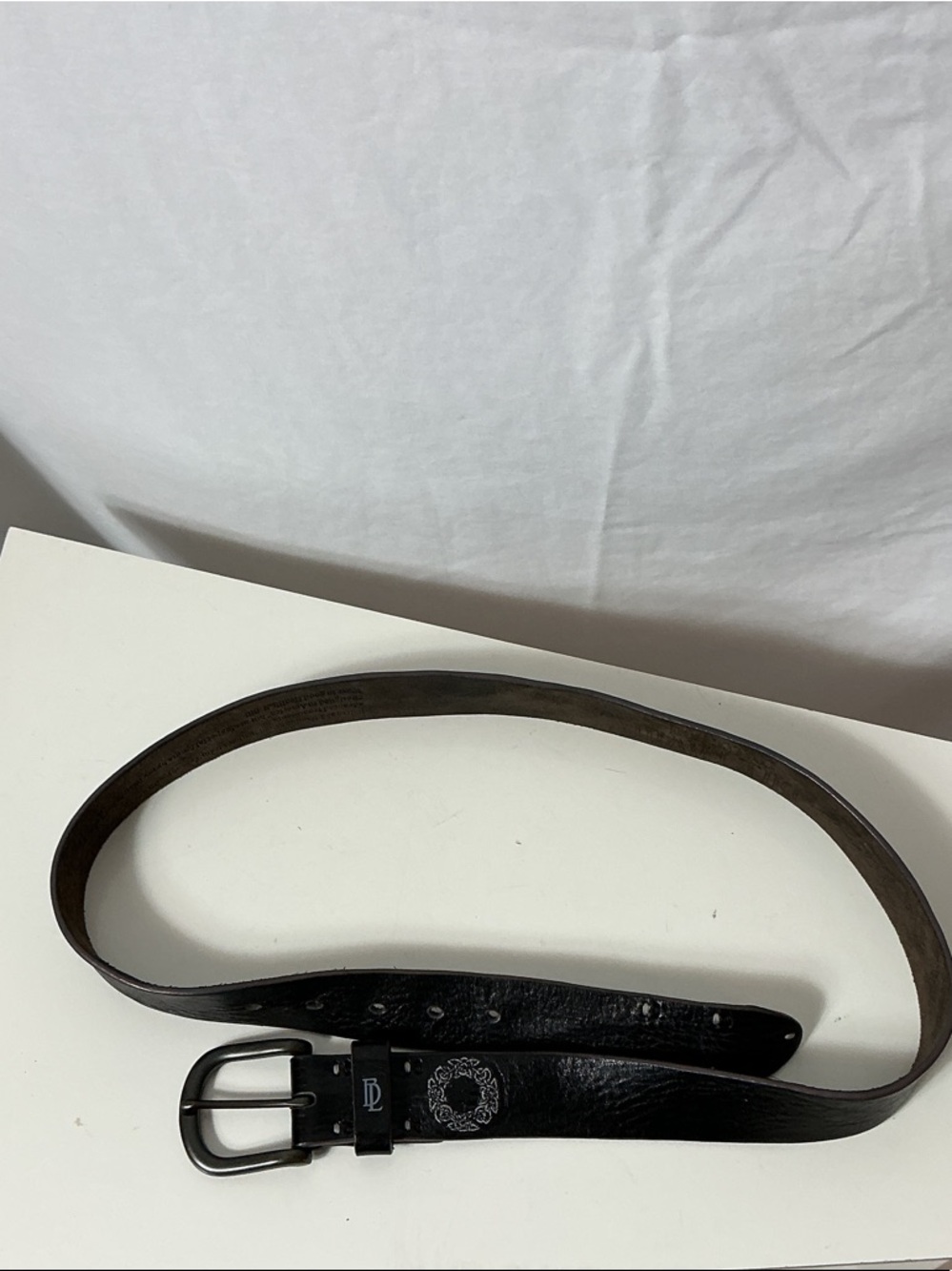 Bill Lavin Collection Black Leather Belt with Subtle Embossed Crest